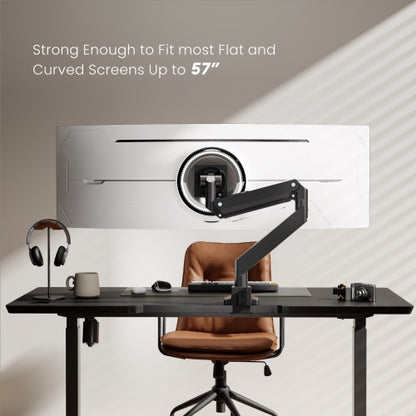 Brateck LDT80-C012 SUPER HEAVY-DUTY GAS SPRING MONITOR ARM For most 17'~57' Monitors, Fit Curved Monitor, Matte Black