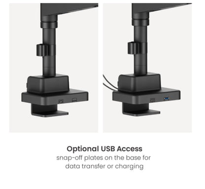 Brateck LDT80-C024UCP Matte Black Super Heavy-Duty Pole-Mounted Gas Spring Dual Monitor Arm with USB-A and USB-C Ports For most 24'-57' Monitors (LS)