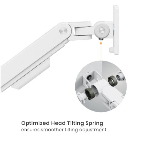 Brateck LDT81-C012P-W NOTEWORTHY POLE-MOUNTED HEAVY-DUTY GAS SPRING MONITOR ARM For most 17'~49' Monitors, Fine Texture White (LS)