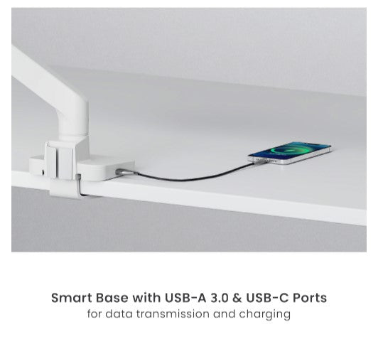 Brateck LDT81-C022UC-B NOTEWORTHY GAS SPRING DUAL MONITOR ARM WITH USB-A/USB-C PORTS Fit Most 17'-32' Monitor Fine Texture Black(LS)