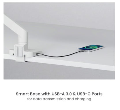 Brateck LDT81-C022UC-B NOTEWORTHY GAS SPRING DUAL MONITOR ARM WITH USB-A/USB-C PORTS Fit Most 17'-32' Monitor Fine Texture Black(LS)