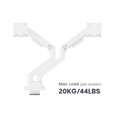 Brateck LDT81-C024-W NOTEWORTHY HEAVY-DUTY GAS SPRING DUAL MONITOR ARM Fit Most 17'-35' Monitor Fine Texture White (LS)