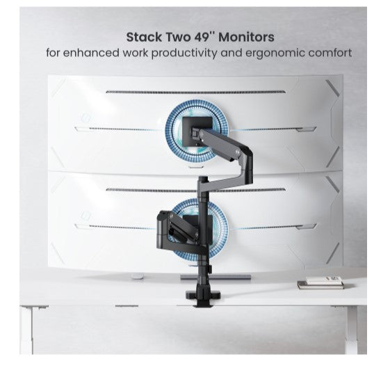 Brateck LDT81-C024P-B NOTEWORTHY POLE-MOUNTED HEAVY-DUTY GAS SPRING DUAL MONITOR ARM Fit Most 17'-49' Monitor Fine Texture Black(new)