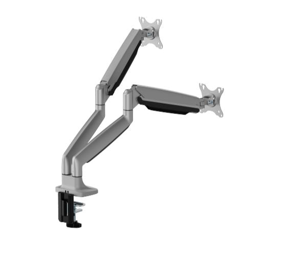 Brateck LDT82-C024UC DUAL SCREEN HEAVY-DUTY GAS SPRING MONITOR ARM WITH USB PORTS For most 17'~35' Monitors, Matte Silver (LS)