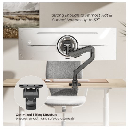 Brateck LDT87-C012UC-B TITAN HEAVY-DUTY GAS SPRING MONITOR ARM WITH USB-A/USB-C PORTS (LS)