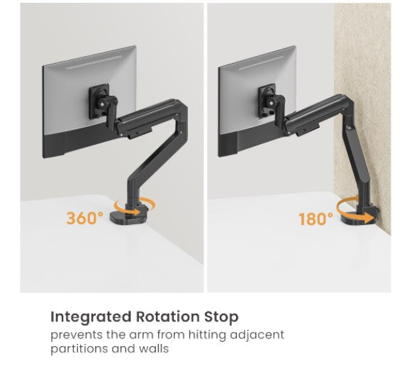 Brateck LDT87-C012UC-B TITAN HEAVY-DUTY GAS SPRING MONITOR ARM WITH USB-A/USB-C PORTS (LS)