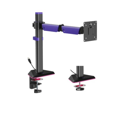 Brateck LDT89-C012L Articulating RGB Lighting Gaming Monitor Arm Matte Black, Fit Screen Size: 17'-40' Up to 12 KG (LS)