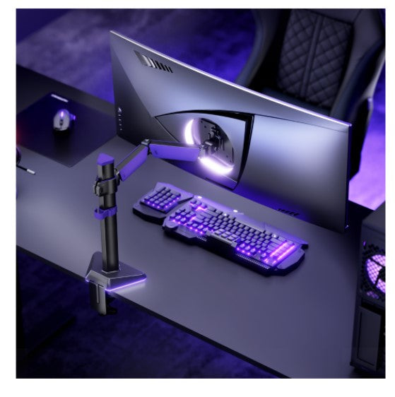 Brateck LDT89-C012L Articulating RGB Lighting Gaming Monitor Arm Matte Black, Fit Screen Size: 17'-40' Up to 12 KG (LS)