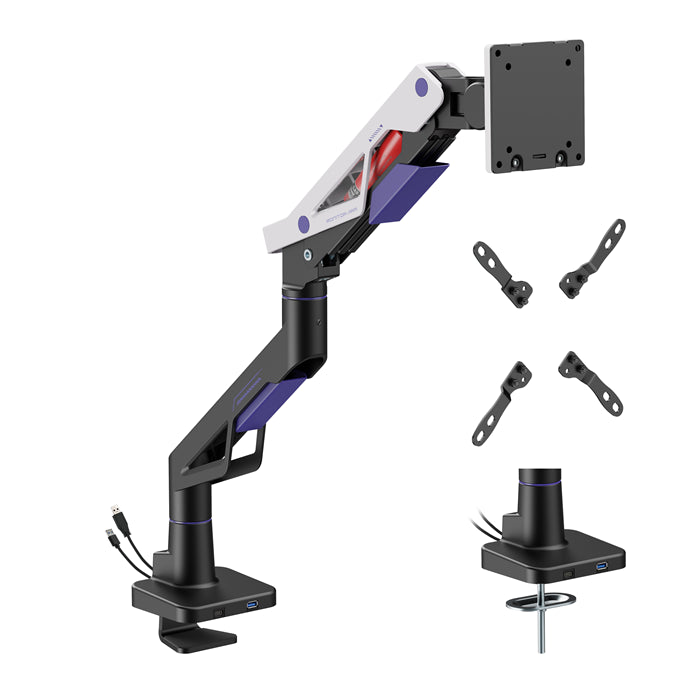 Brateck LDT95-C012UC Atlas Neo Gaming Monitor Arm with USB-A & USB-C Ports For most 24'~57' Monitors, Fit Curved Monitor, Matte Black & White (new)