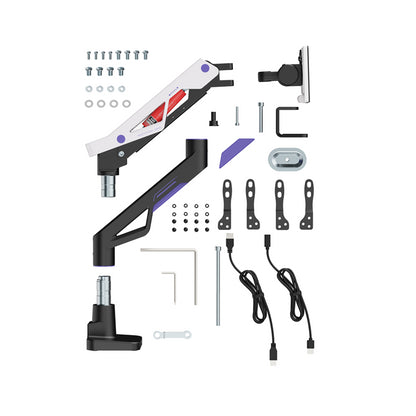 Brateck LDT95-C012UC Atlas Neo Gaming Monitor Arm with USB-A & USB-C Ports For most 24'~57' Monitors, Fit Curved Monitor, Matte Black & White (new)