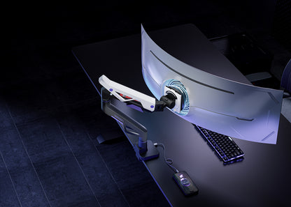 Brateck LDT95-C012UC Atlas Neo Gaming Monitor Arm with USB-A & USB-C Ports For most 24'~57' Monitors, Fit Curved Monitor, Matte Black & White (new)