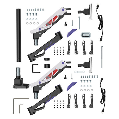 Brateck LDT95-C024UCP Atlas Neo Gaming Pole-Mounted Dual Monitor Arm with USB-A & USB-C Ports For most 24'~57' Monitors, Matte Black & White (New)