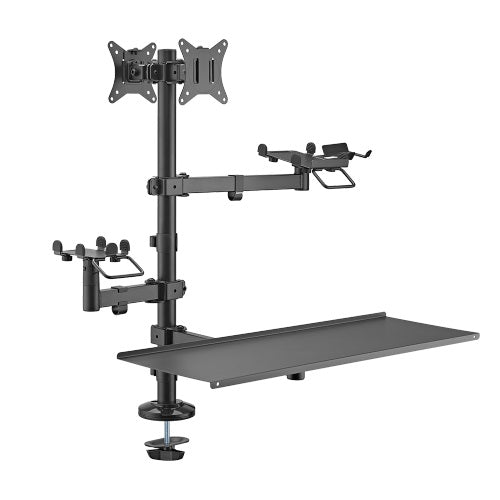 Brateck POS Mounting Solution For Dual Screens (with keyboard tray), Fit Screen Size:17'-32'm, Weight Capacity (per screen): 9kg  (LS)