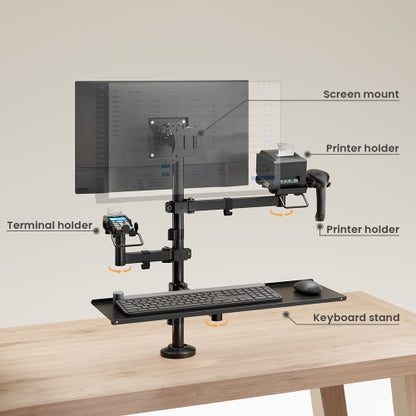 Brateck POS Mounting Solution For Dual Screens (with keyboard tray), Fit Screen Size:17'-32'm, Weight Capacity (per screen): 9kg  (LS)