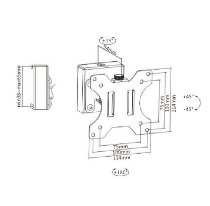 Brateck Slatwall Pivot Monitor Mount, for 13'-27' Up to 6.5kg/Screen, must be installed with MABT-SW01-3+MABT-SW02-3  or MABT-SW01-3+MABT-SW02-4(LS)