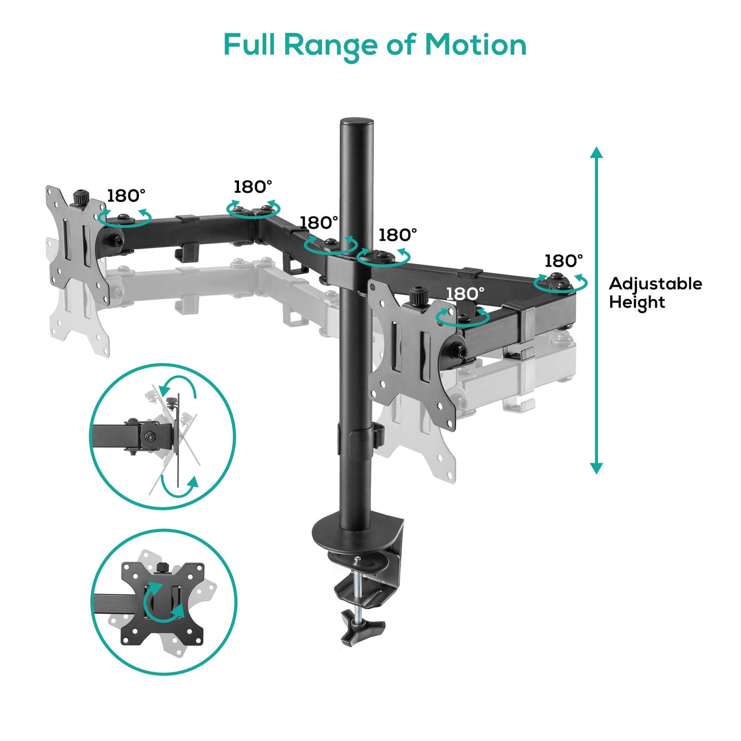 mbeat® activiva ErgoLife Dual Monitor Screen Double Joint Monitor Arm Detachable VESA 360° Rotary Two Mounting Options Net Weight: 4.3kg