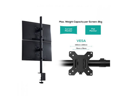 mbeatÂ® activiva Dual-Screen Articulating Vertical Monitor Arm  is designed for ultimate workspace efficiency and ergonomic comfort