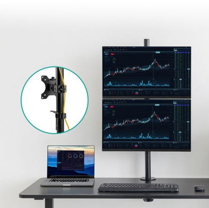 mbeatÂ® activiva Dual-Screen Articulating Vertical Monitor Arm  is designed for ultimate workspace efficiency and ergonomic comfort