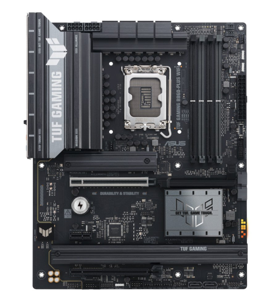 ASUS TUF GAMING B860-PLUS WIFI LGA1851 ATX Motherboard 256GB, DDR5, 1 x PCIe 5.0, 3 x M.2 slots, 4 x SATA, WiFi 7, 1 x HDMI, 1 x DP