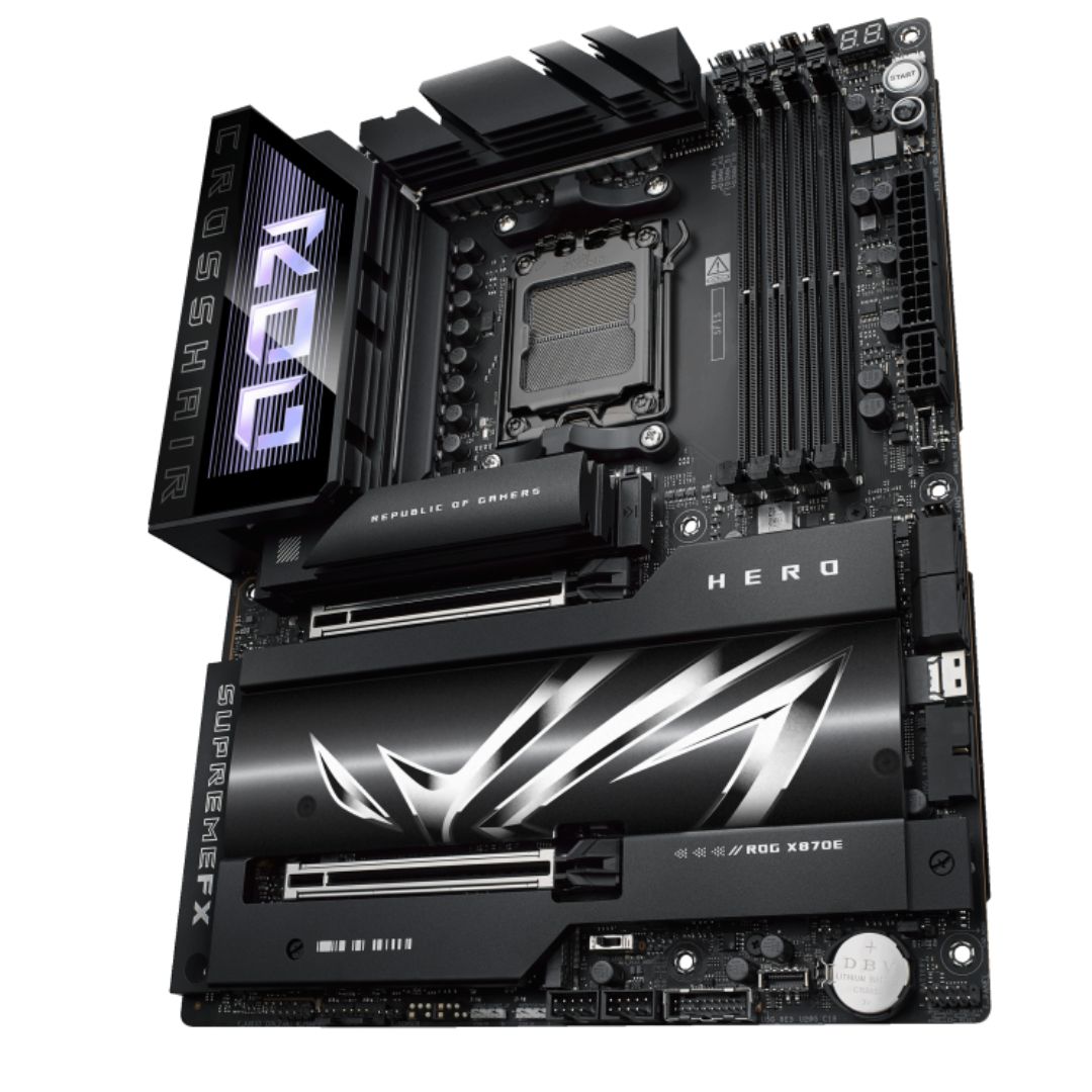 ASUS AMD ROG CROSSHAIR X870E HERO (AM5) ATX Motherboard, DDR5 192GB, 2 x PCIe 5.0 x16 slots with Q-Release Slim , 5 x M.2 slots , 1 x SlimSAS Connec