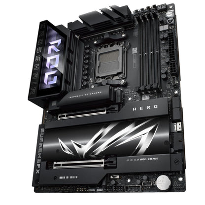 ASUS AMD ROG CROSSHAIR X870E HERO (AM5) ATX Motherboard, DDR5 192GB, 2 x PCIe 5.0 x16 slots with Q-Release Slim , 5 x M.2 slots , 1 x SlimSAS Connec