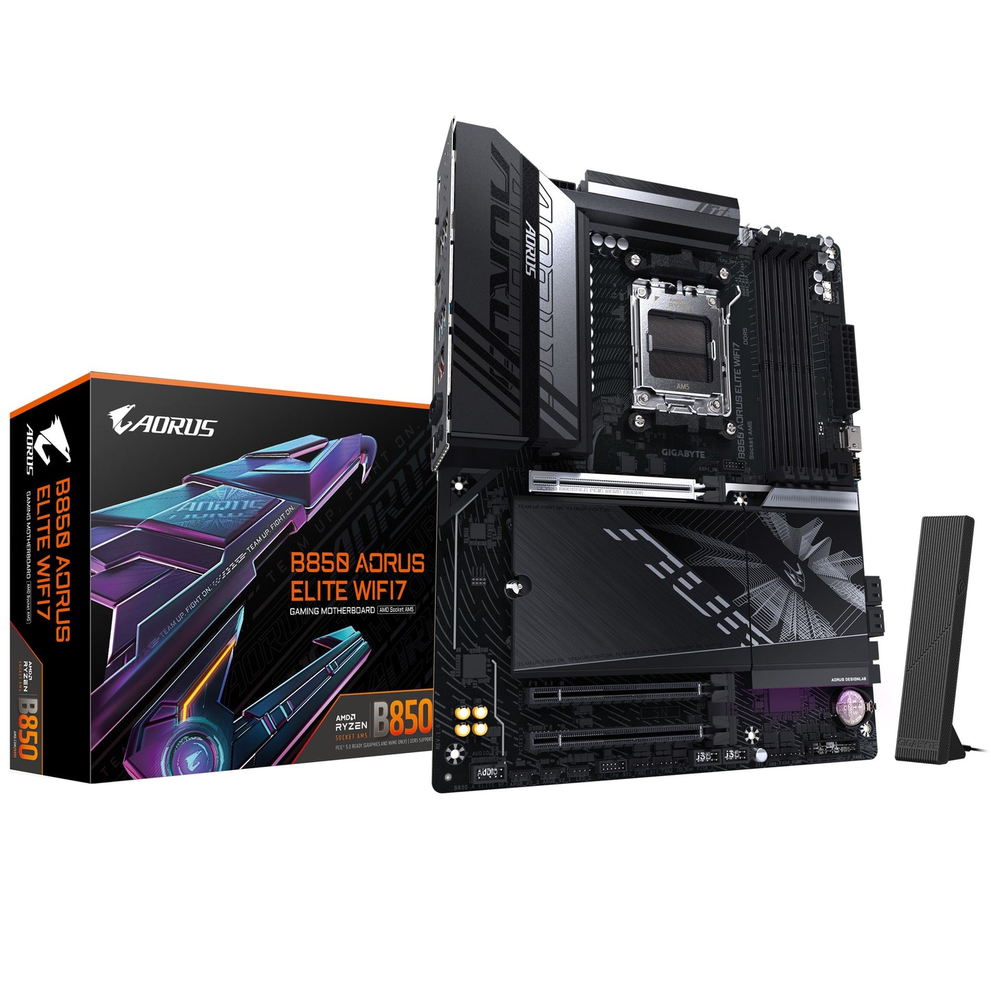 Gigabyte B850 A ELITE WF7 1.0, AMD AM5, 4 x DDR5 up to 256 GB, 1 x HDMI. 3x PCI
