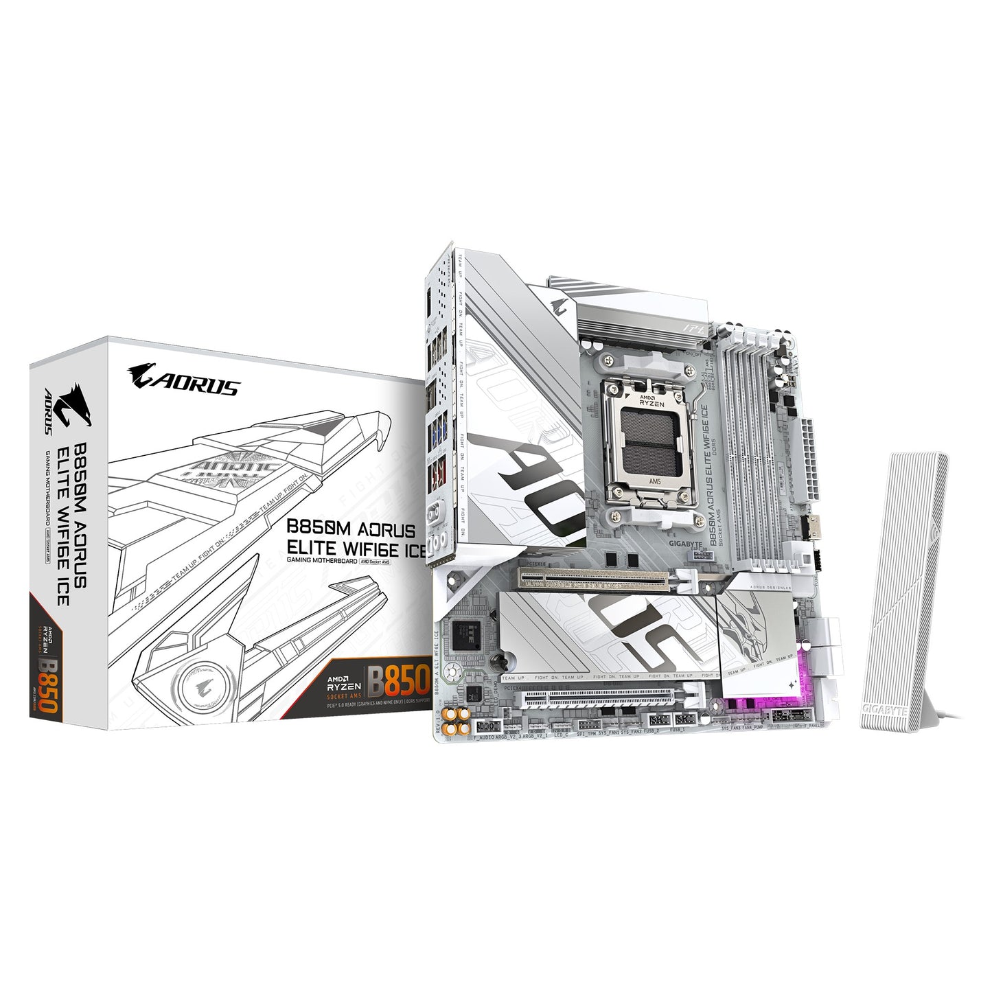 Gigabyte B850M A ELT WF6E ICE, AMD AM5, 4 x DDR5 up to 256 GB, 1 x HDMI, 1 x PCI