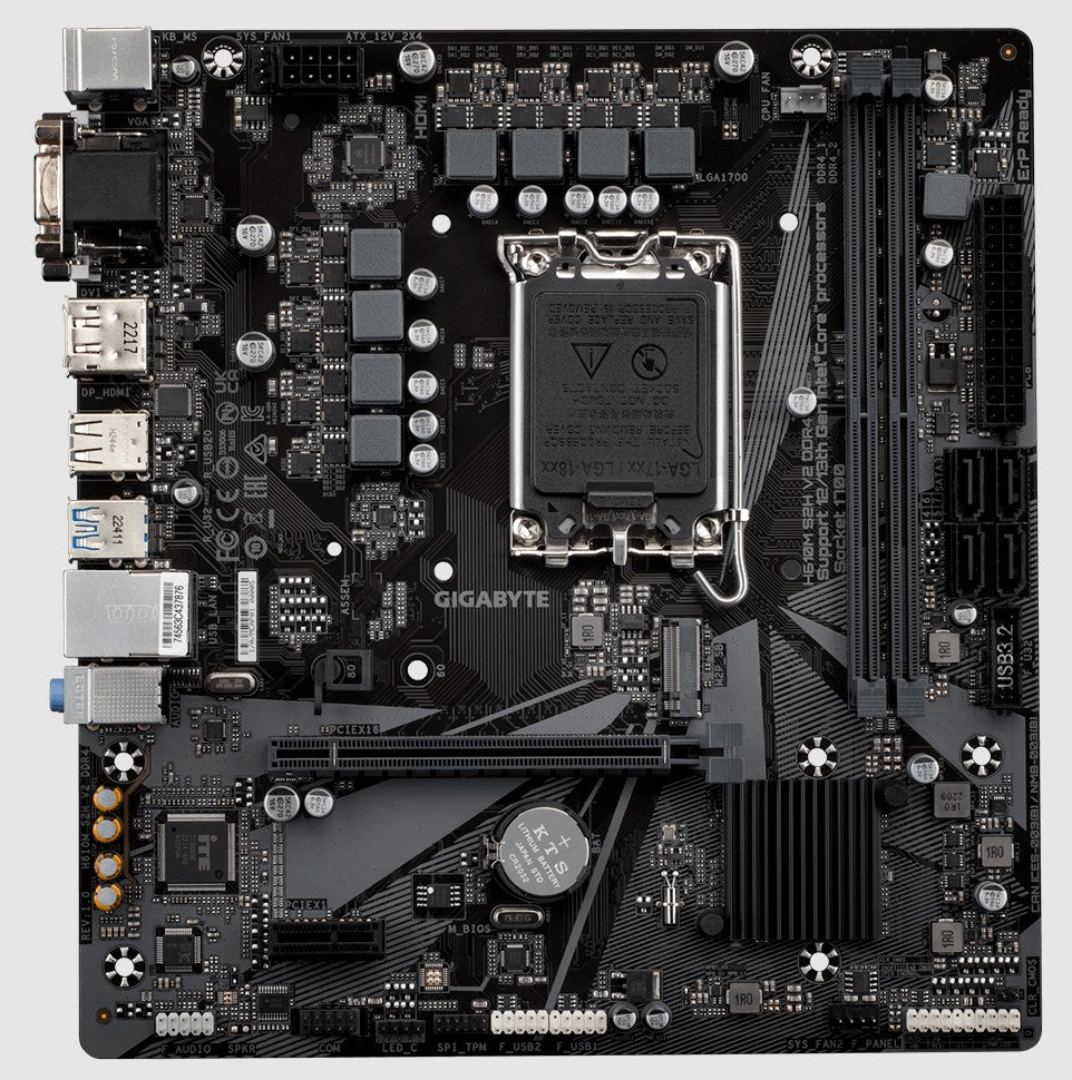 Gigabyte H610M S2H V2 DDR4 Motherboard with 6+1+1 Hybrid Phases Digital VRM Design, PCIe 4.0* Design, Gen3 x4 M.2, DisplayPort / HDMI