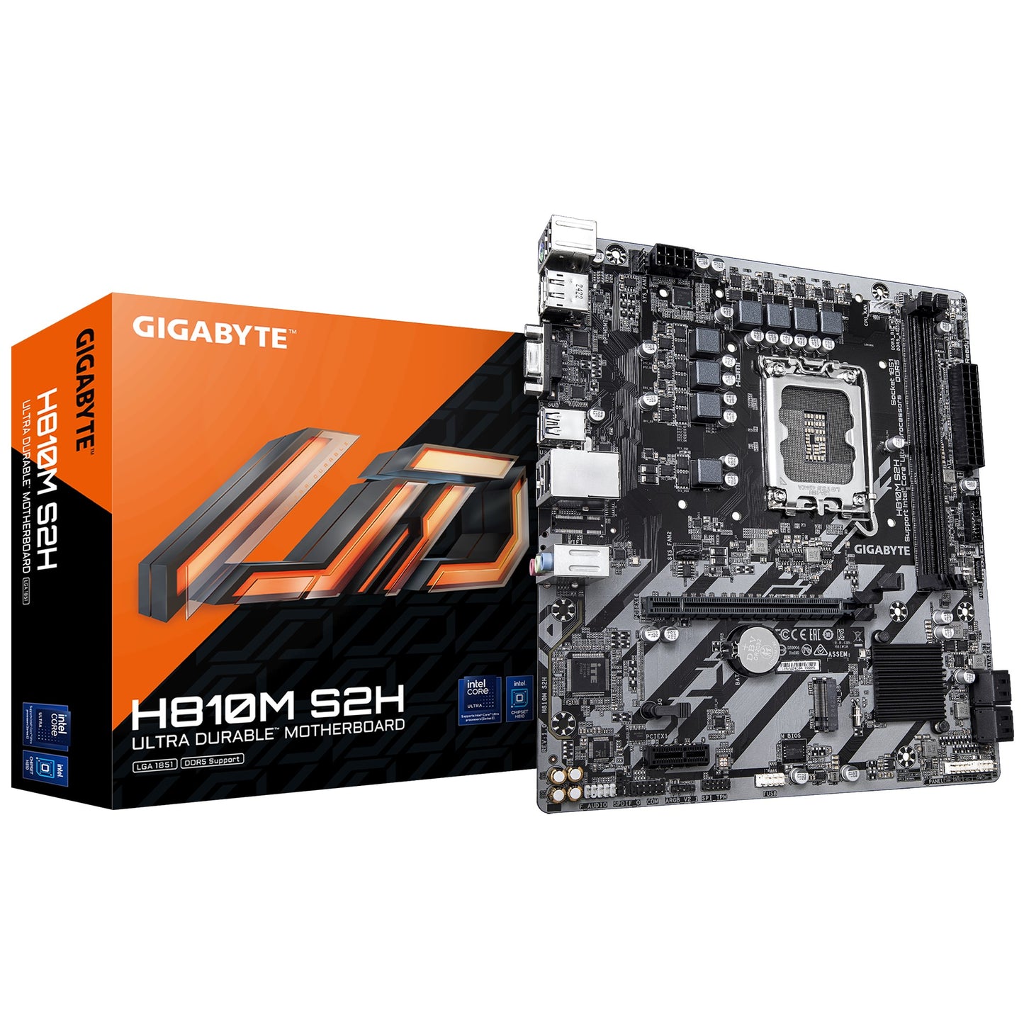 Gigabyte H810M S2H  Intel LGA 1851 ATX Motherboard, 2x DDR5 ~128GB, 1x PCI-E x16