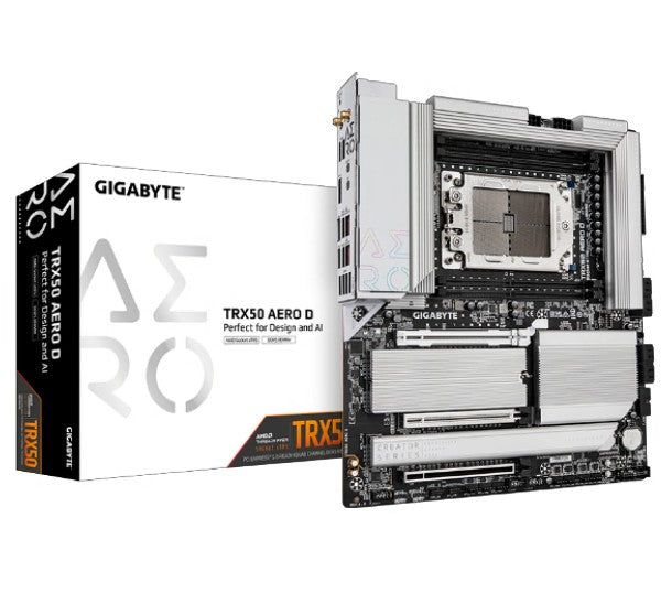 Gigabyte TRX50 AERO D AMD Ryzen Motherboard 4x DDR5~256GB,2x PCIe x16 slots, 4x