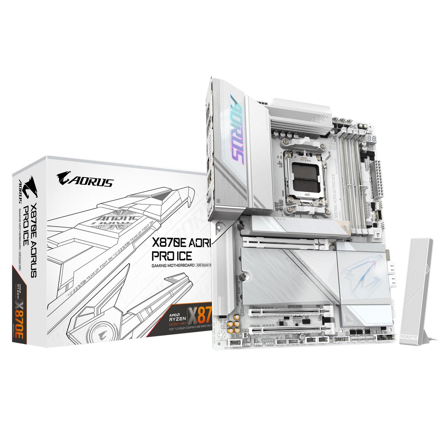 Gigabyte X870E AORUS PRO ICE AMD AM5 ATX Motherboard 4x DDR5~256GB,3x PCIe x16,