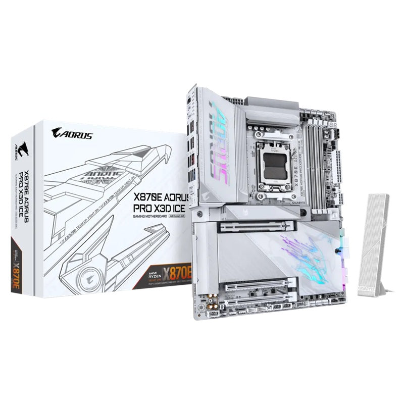 Gigabyte X870E A PRO X3D ICE: AM5, DDR5 256GB, ALC1220, 5GbE LAN, Q-Flash, Smart Backup, GCC, ATX, Win11, Ryzen 7000â€“9000