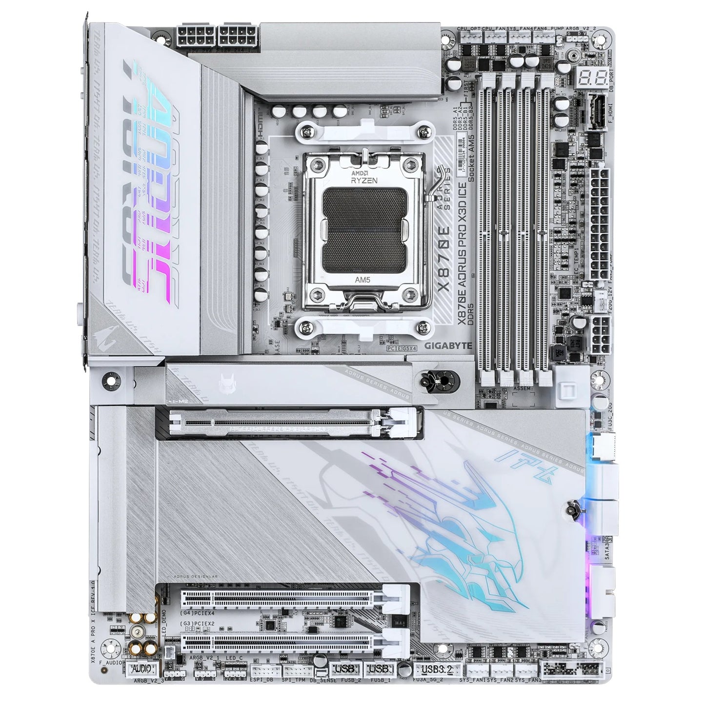 Gigabyte X870E A PRO X3D ICE: AM5, DDR5 256GB, ALC1220, 5GbE LAN, Q-Flash, Smart Backup, GCC, ATX, Win11, Ryzen 7000â€“9000