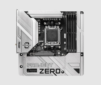 MSI B650M PROJECT ZERO Motherboard, AMD B650, 4x DDR5 128GB, 1x HDMI, 2x M.2, USB 3.2 Type A  x9