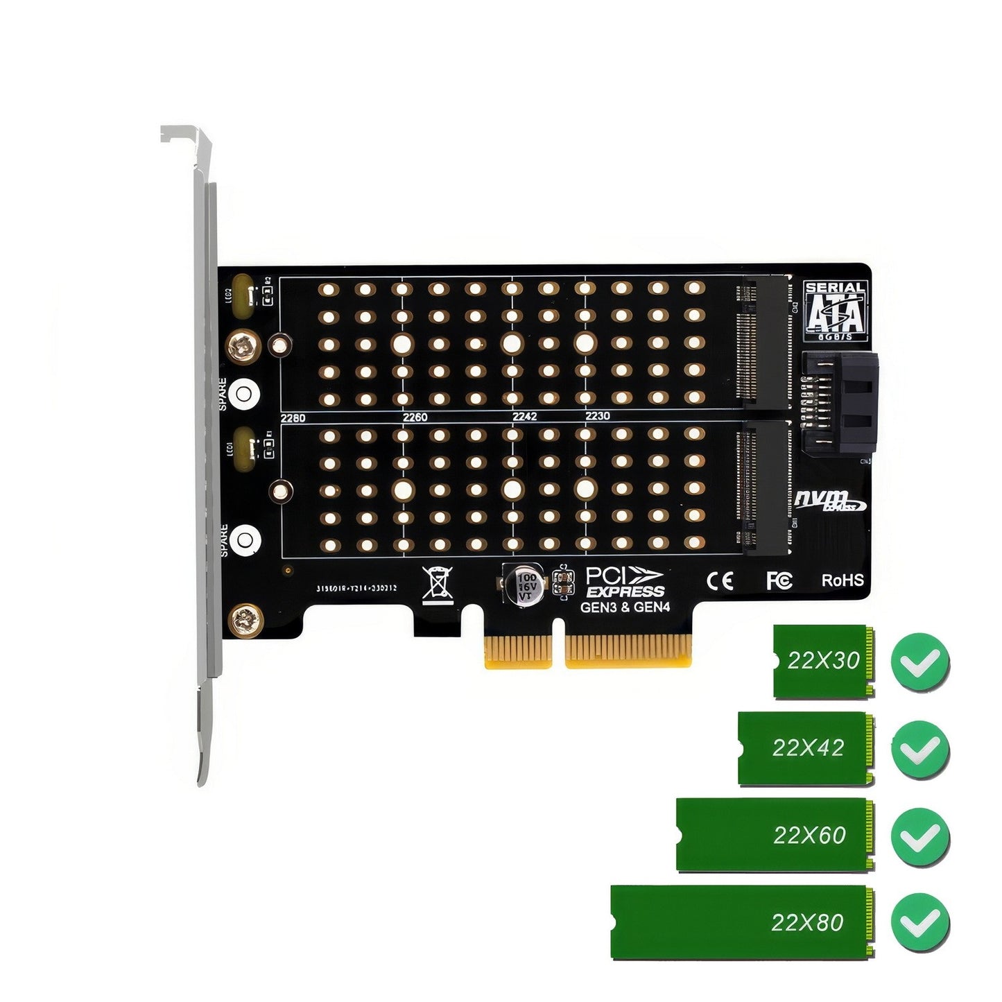 (LS)Simplecom EC412v2 NVMe and SATA M.2 SSD to PCIe x4 Expansion Card