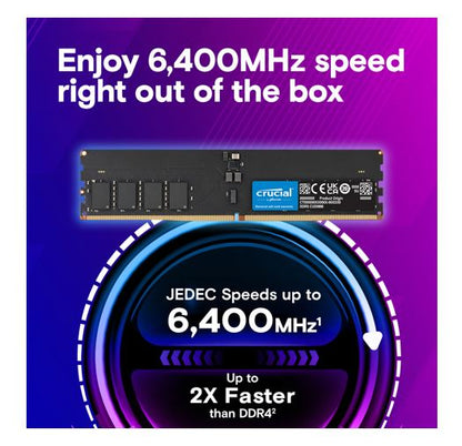 Crucial 32GB (1x32GB) DDR5 CUDIMM 6400MHZ CL52 Desktop PC Memory for Intel Core