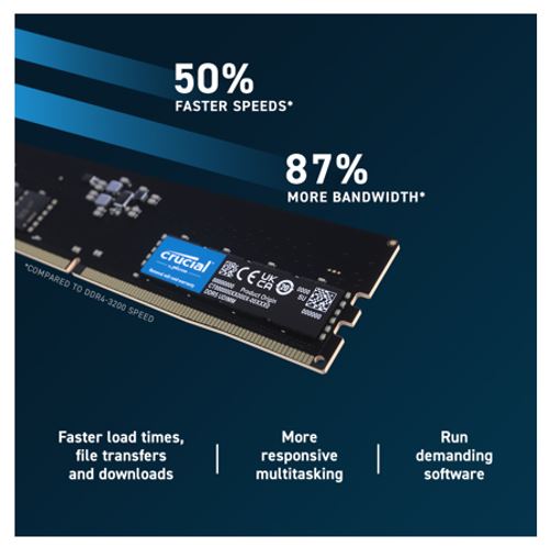Crucial 8GB (1x8GB) DDR5 UDIMM 5600MHz CL46 Desktop PC Memory