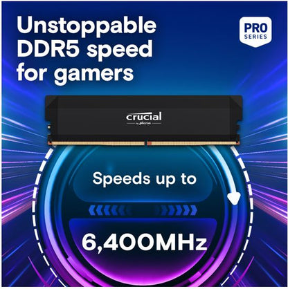 Crucial Pro 64GB (2x32GB) DDR5 UDIMM 6400MHz CL40 Black Heat Spreader Support Intel XMP AMD Ryzen Desktop PC Gaming Memory