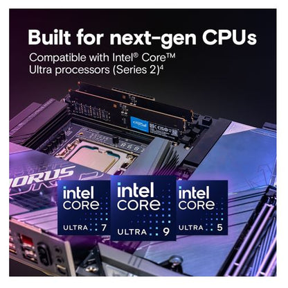 Crucial 64GB (2x32GB) DDR5 CUDIMM 6400MHZ CL52 Desktop PC Memory for Intel Core