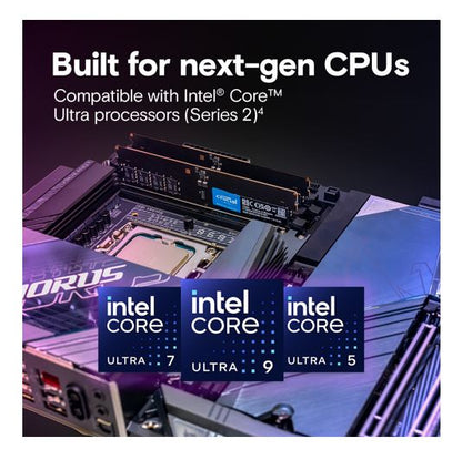 Crucial 128GB (2x64GB) DDR5 CUDIMM 6400MHZ CL52 Desktop PC Memory for Intel Core Ultra Processors AI PC