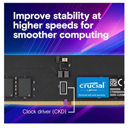 Crucial 128GB (2x64GB) DDR5 CUDIMM 6400MHZ CL52 Desktop PC Memory for Intel Core Ultra Processors AI PC