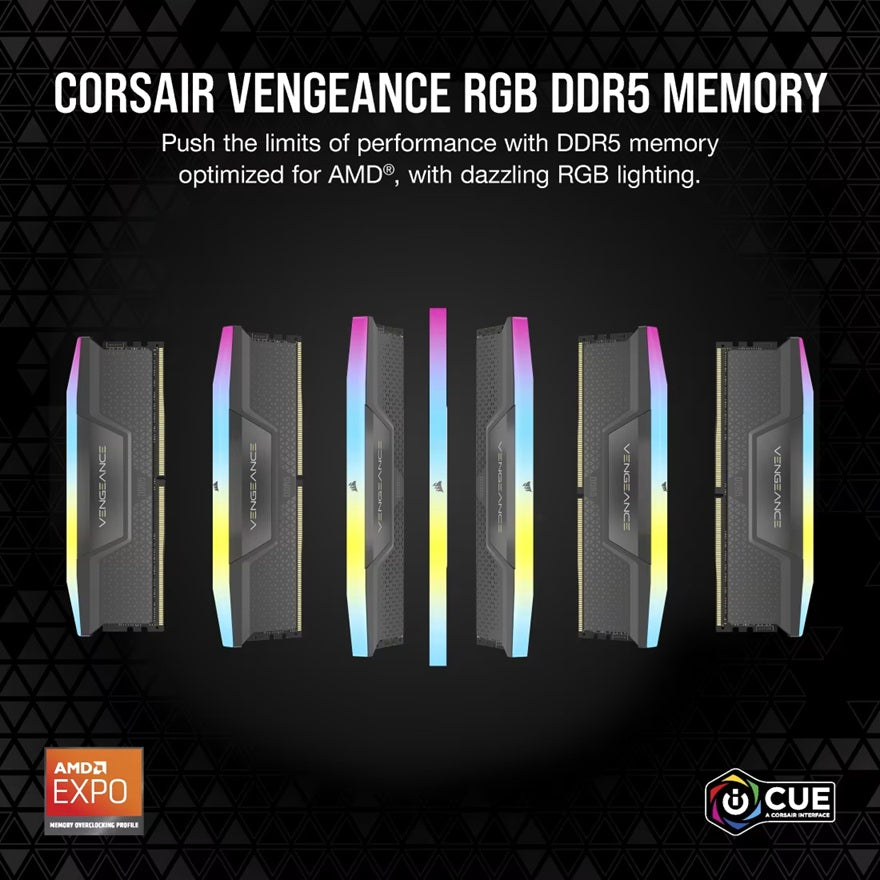 Corsair  Vengeance  RGB 32GB (2x16GB) DDR5 DRAM 6400MT/s CL36 Memory KitRGB 32GB