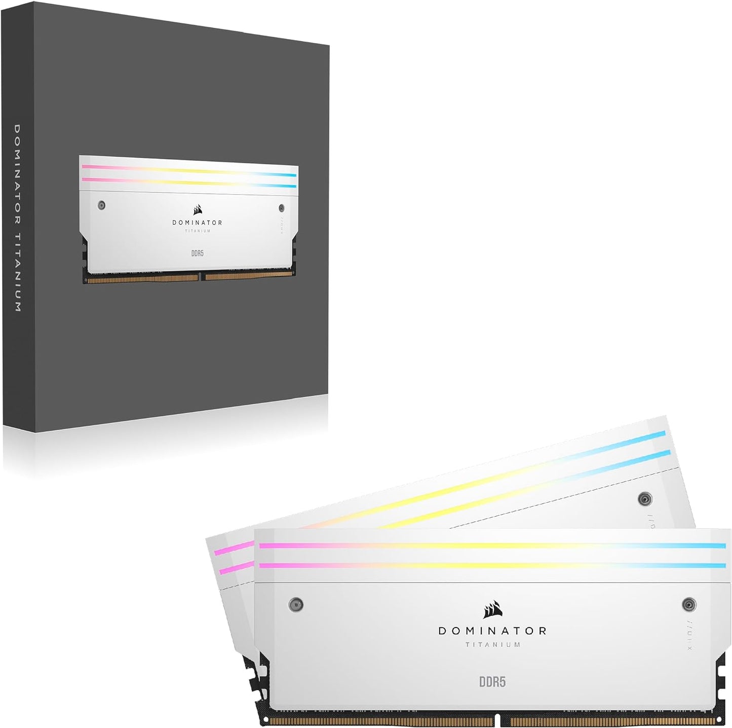 Corsair Dominator Titanium RGB 64GB (2x32GB) DDR5 DRAM 6000MT/s CL30 Intel XMP Memory Kit â€” White
