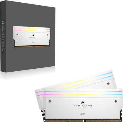 Corsair Dominator Titanium RGB 64GB (2x32GB) DDR5 DRAM 6000MT/s CL30 Intel XMP Memory Kit â€” White