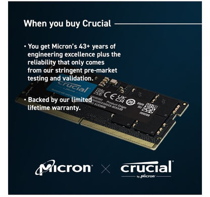 Crucial 48GB (1x48GB) DDR5 SODIMM 5600MHz CL46 Laptop Laptop Memory