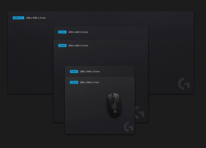 Logitech G640 Large Cloth Gaming Mouse Pad Classic Size 40 cm x 46 cm 3 mm Low Profile Hard Surface