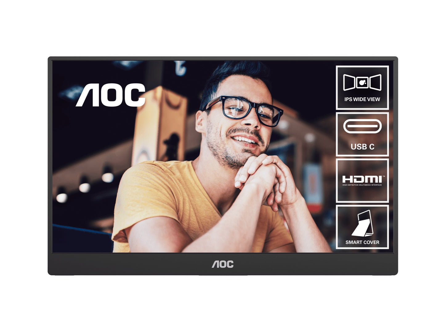 AOC 15.6inch FHD IPS 1920x1080 16:9, 800:1 Contrast 230 Nits 2x USB-C 1x Mini HD