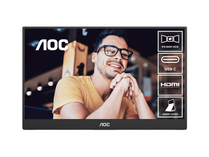 AOC 15.6inch FHD IPS 1920x1080 16:9, 800:1 Contrast 230 Nits 2x USB-C 1x Mini HD
