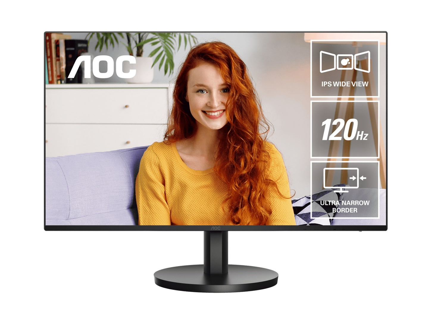 AOC 23.8' IPS 1ms 120hz, Ultra Slim, Speakers, Flicker Free, FHD 1080, VGA, HDMI