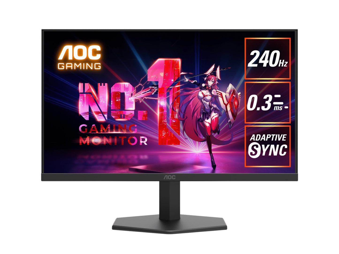 AOC 23.8' IPS 1920 × 1080 FHD, 240Hz, HDR10, 0.3ms,Adaptive Sync,HDMI 2.0 × 1,